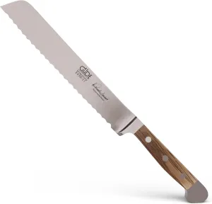 Güde Alpha Barrel Oak Series - 8" Bread Knife - Made in Solingen, Germany Since 1910 - Rare Oak Wood, Over 80 Years Old.