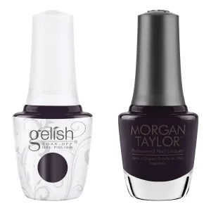 Gelish "A Hundred Present Yes" Duo, Purple Charcoal Creme - Includes Gel Polish and Lacquer