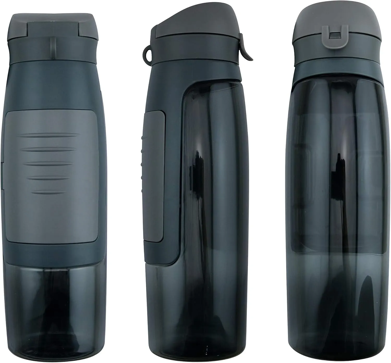 Genki Bottle 750ml Water Bottle with Storage Compartment for Key, Credit/Debit Card, and more for outdoors, gym, yoga, sports, and camping! (Black)
