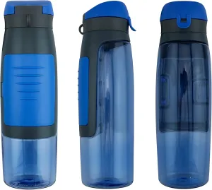 Genki Bottle 750ml Water Bottle with Storage Compartment for Key, Credit/Debit Card, and more for outdoors, gym, yoga, sports, and camping! (Blue)
