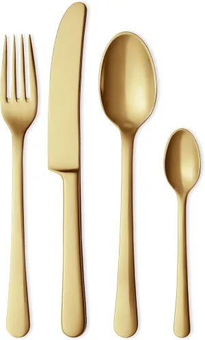GEORG JENSEN COPENHAGEN COLLECTION 4 Piece Cutlery Set Matte Gold