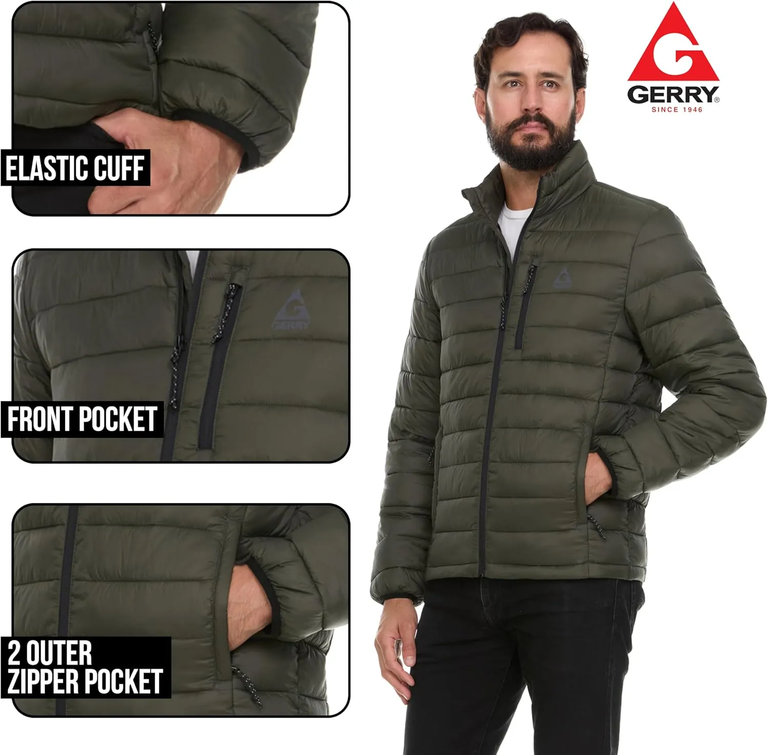 Gerry Packable Puffer Jacket Men, Warm Lightweight Winter Jackets for Men