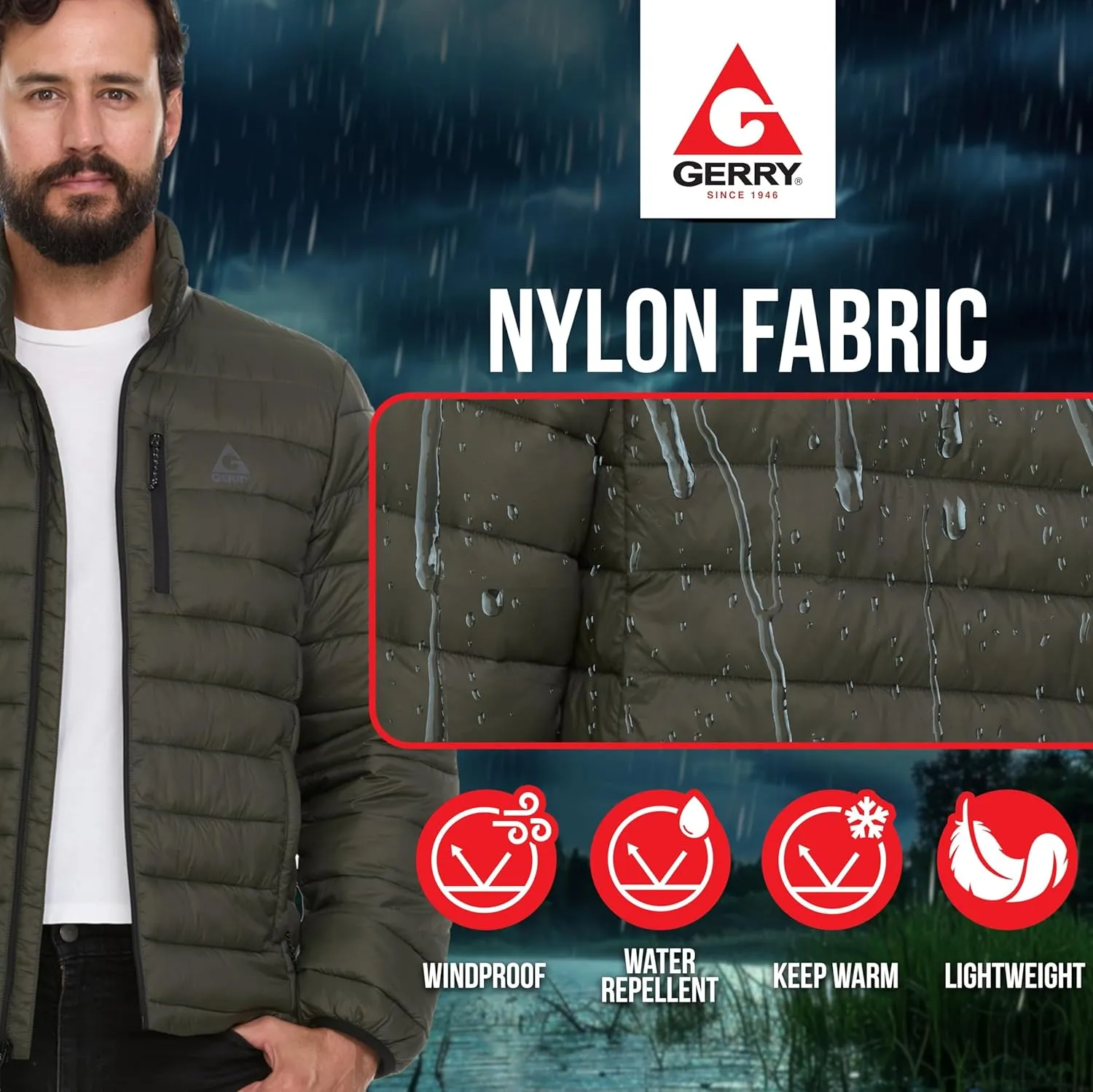 Gerry Packable Puffer Jacket Men, Warm Lightweight Winter Jackets for Men