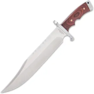 Gil Hibben Bloodwood Magnum Bowie Knife and Leather Belt Sheath - 3Cr13 Stainless Steel Blade, Bloodwood Handle, Mosaic Pins, Stainless Steel Pommel and Guard, Use for Hunting - Length 18 1/4”