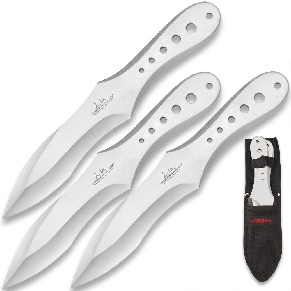 Gil Hibben Genx Pro Thrower Triple Set Large | 3 Throwing Knives | One Piece Stainless Steel Construction | Perfectly Balanced For Throwing | Includes Durable Nylon Sheath With Hard Liner | 11" Overall Length