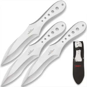 Gil Hibben Genx Pro Thrower Triple Set Large | 3 Throwing Knives | One Piece Stainless Steel Construction | Perfectly Balanced For Throwing | Includes Durable Nylon Sheath With Hard Liner | 11" Overall Length