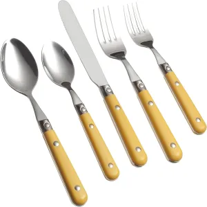 Ginkgo International Le Prix 20-Piece Stainless Steel Flatware Place Setting, Mimosa Yellow, Service for 4