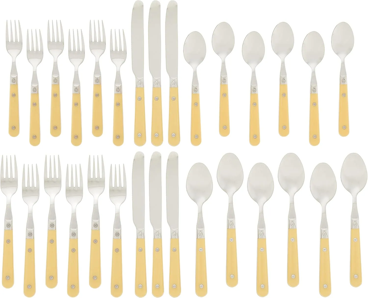 Ginkgo International Le Prix Stainless Steel Dishwasher-safe 30piece flatware set, Service for 6, Yellow,22704