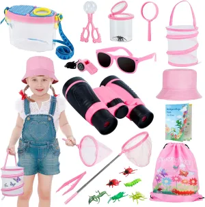 GINMIC Bug Catcher Kit for Kids, Bug Catching Kit with Binoculars, Magnifying Glass, Bugs Habitat and Butterfly Net, Outdoor Explorer Toys Gifts for 3-12 Years Old Boys and Girls