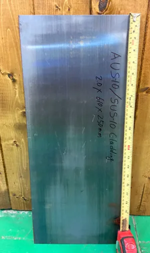 Ginsan Stainless steel/Stainless Cladding Plate 2mmX610mm250mm (1/16" X24”X9 7/8”)