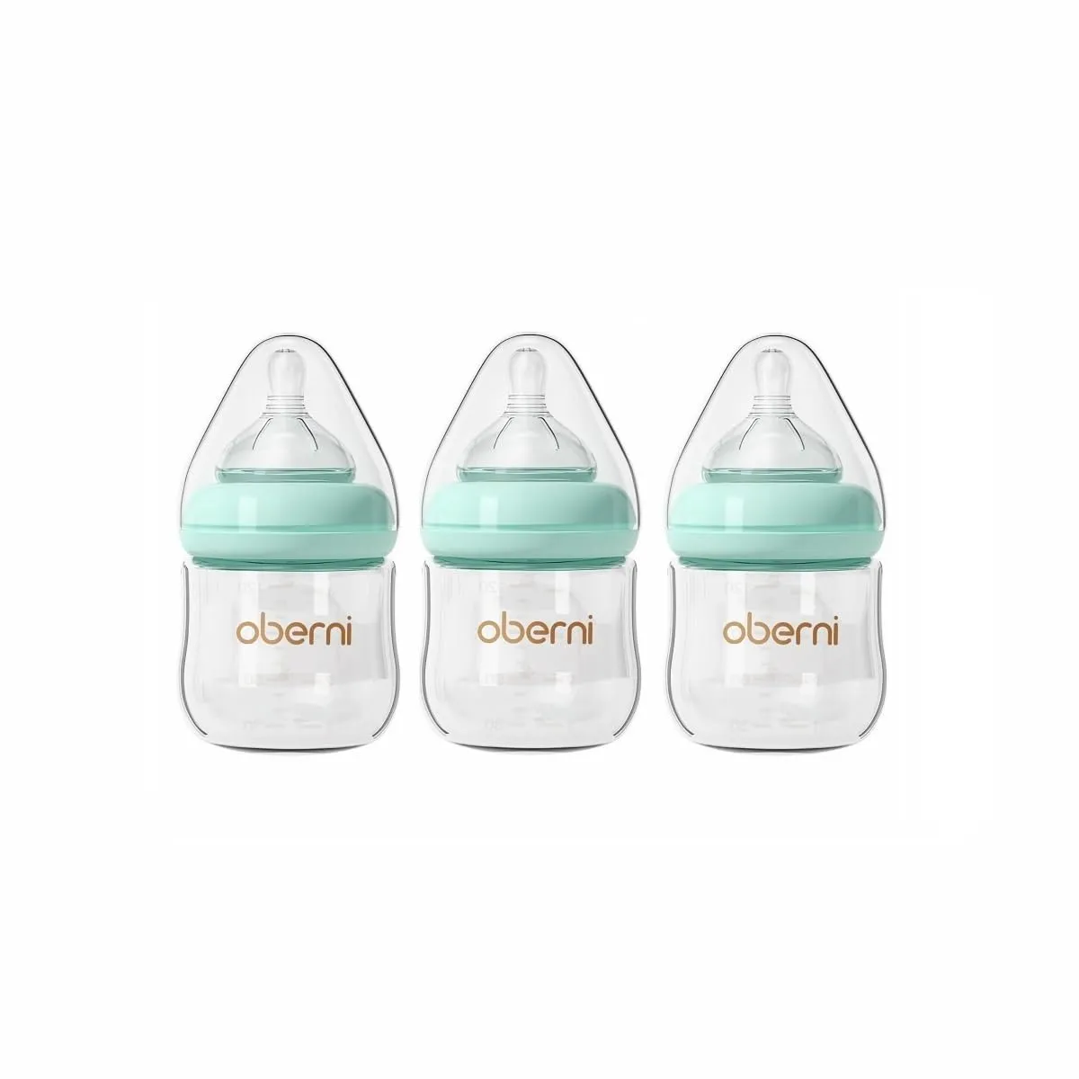 Glass Baby Bottles, Newborn Baby Bottle 4oz/120ml with Slow Flow Breast-Like Nipple for 0 , Anti Colic, BPA Free, Blue/3Pack
