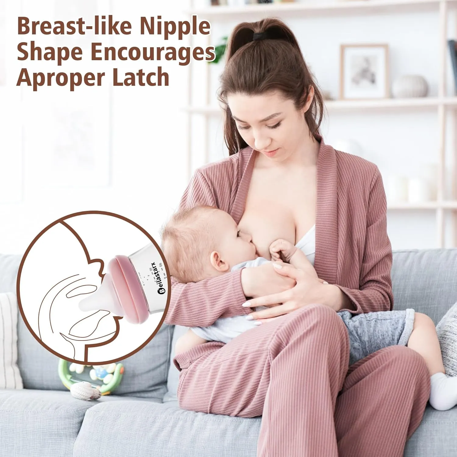 Glass Baby Bottles with Natural Response Nipple Size S - Anti Colic Baby Bottles Wide Neck Slow Flow Baby Bottle (Red, 6oz (Pack of 2))