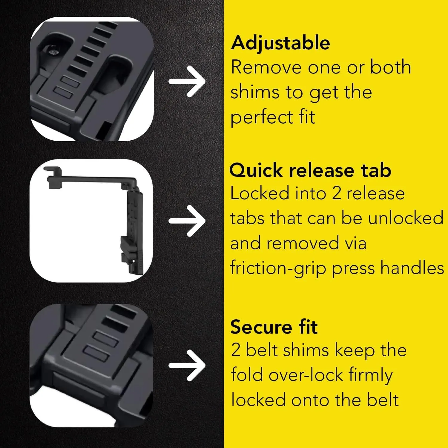 GLBSUNION Tactical Belt Clips (1 Pack/2 Pack/4 Pack Alternative), Universal Utility EDC Belt Clip Outdoor Loops Camping Knife Blade Lock Large with Hardware for Holsters or Mag Pouches Sheath Tools