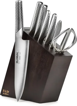 Global 8 Piece Knife Set with Walnut Block