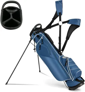 Golf Stand Bag, Portable Golf Clubs Bag w/4 Way Dividers, 4 Pockets, Adjustable Shoulder Straps, Pencil Golf Bag w/ 2 Non-Slip Stand, Lightweight Golf Bag for Men Women