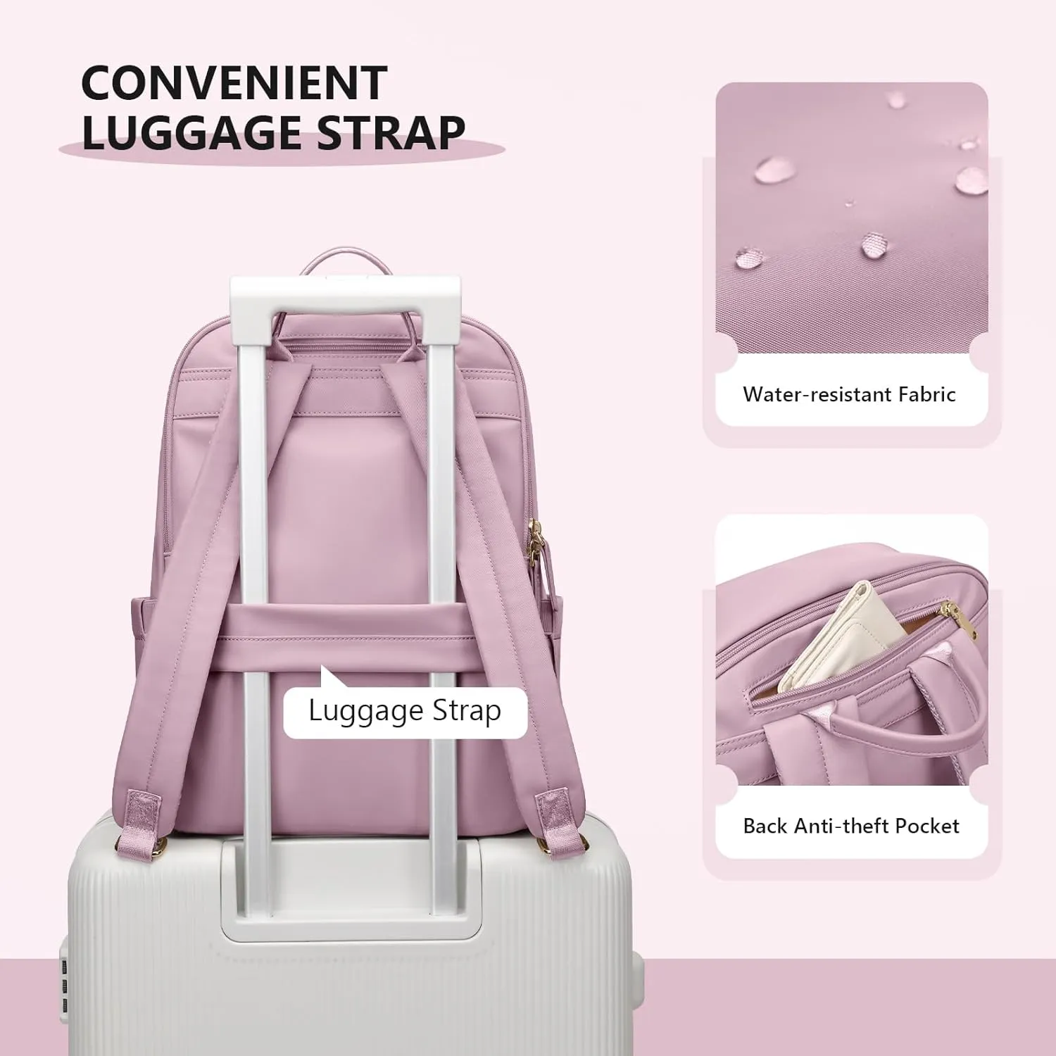 GOLF SUPAGS Women Laptop Backpack with Separate Laptop Compartment Fits 14 Inch Notebook Casual Daypack for Work Travel College Backpack Book Bags