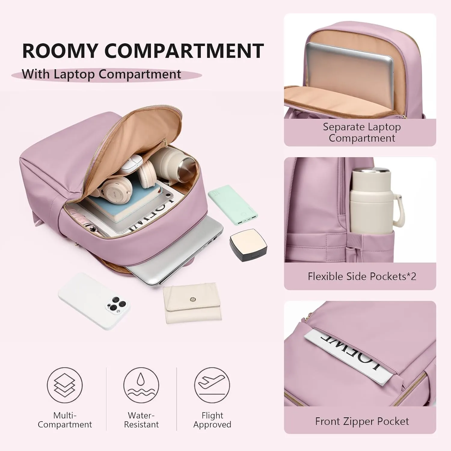 GOLF SUPAGS Women Laptop Backpack with Separate Laptop Compartment Fits 14 Inch Notebook Casual Daypack for Work Travel College Backpack Book Bags