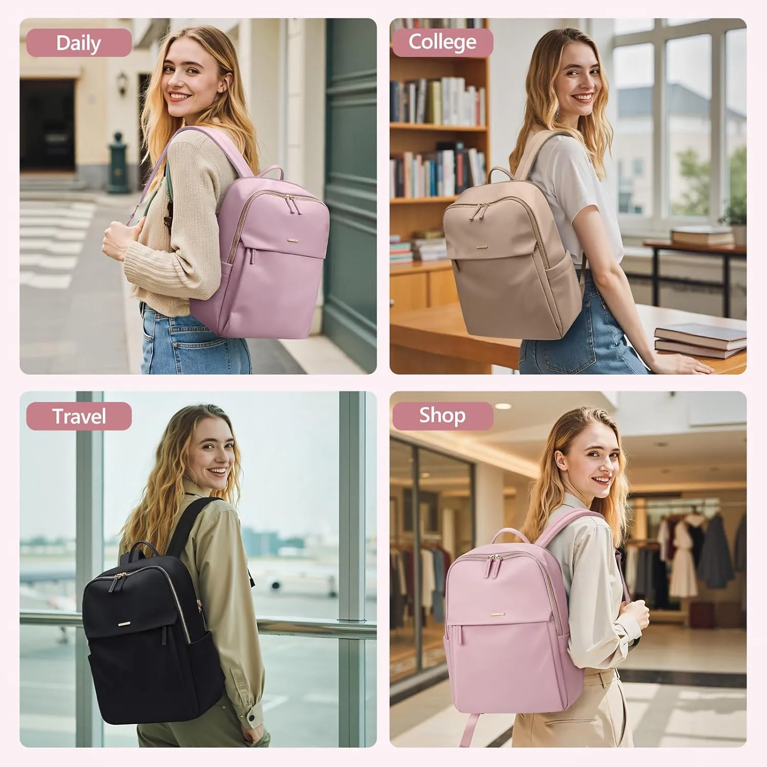 GOLF SUPAGS Women Laptop Backpack with Separate Laptop Compartment Fits 14 Inch Notebook Casual Daypack for Work Travel College Backpack Book Bags