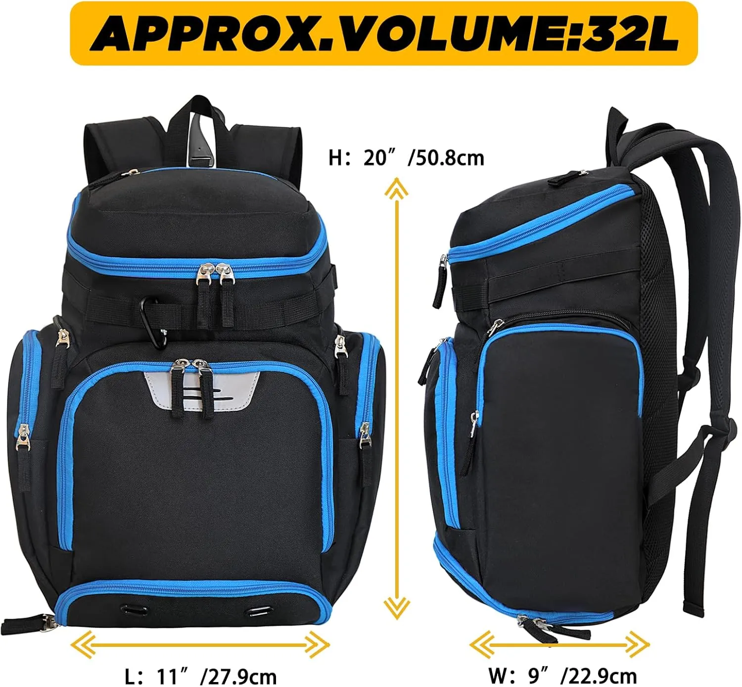 Goloni Basketball Backpack,Large Sports Bag with Ball Compartment & Shoe Compartment for Basketball, Soccer, Volleyball,Gym