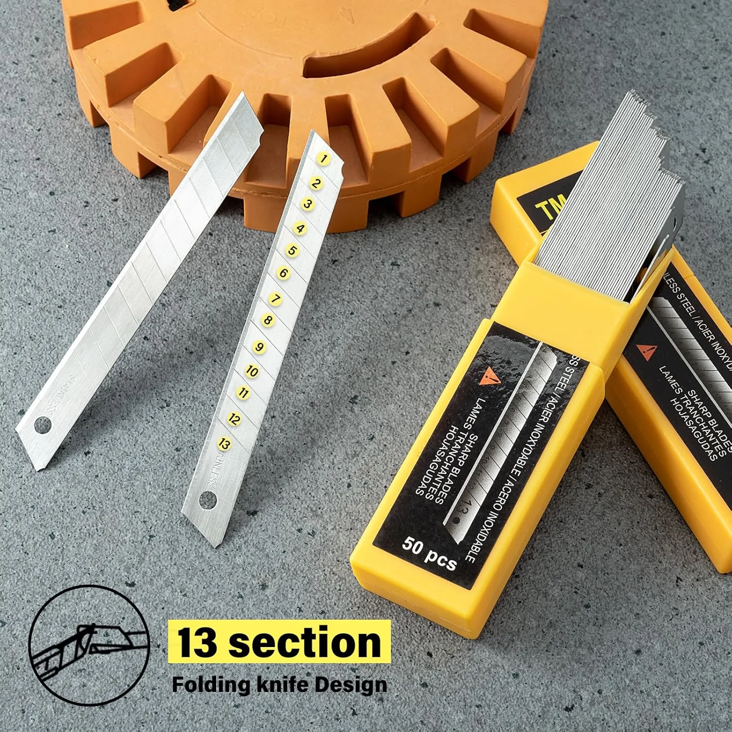 Gomake 9mm Utility Knife Replacement Blades, Snap Off Blades for 9MM Universal Art Knife,Stainless Steel Blades Use in Office, Home, Arts, Crafts - 100PCS
