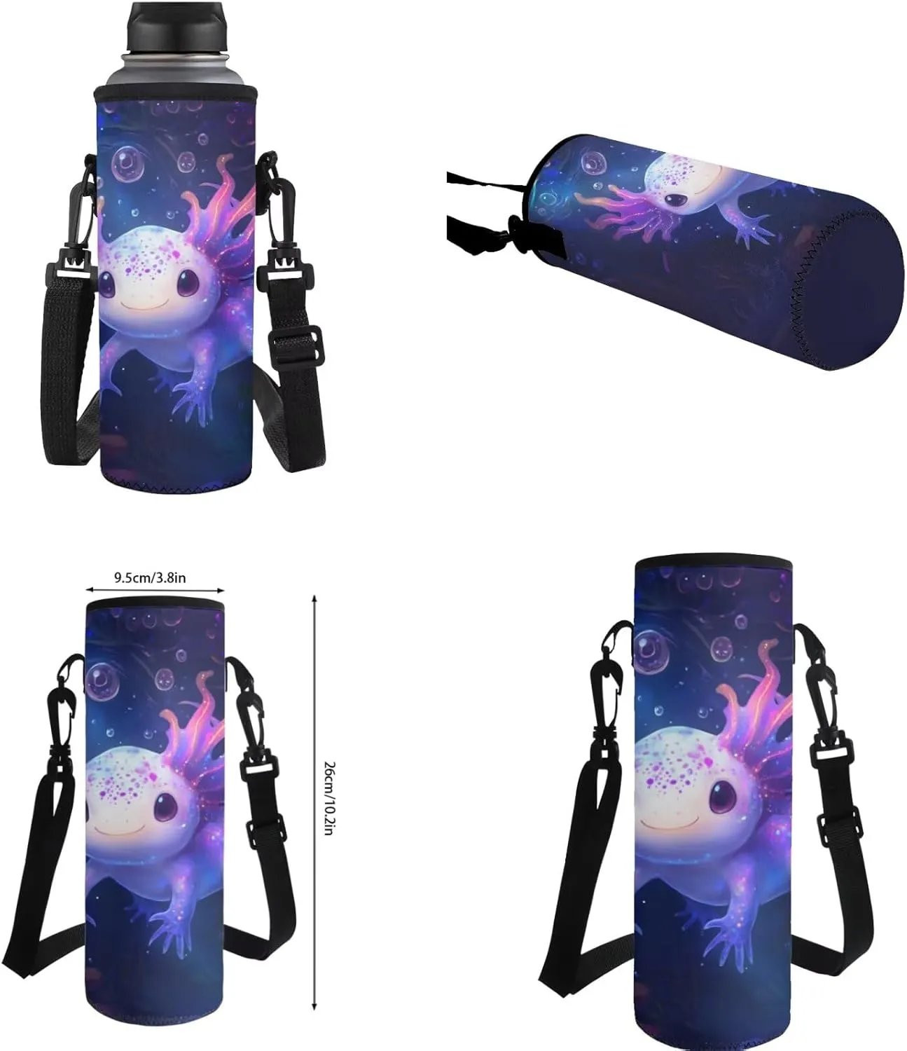 Gomyblomy Axolotl Backpack for Girls 8-10 10-12 Lightweight 4 in 1 Set Kids Bookbag with Lunch Box Pencil Case Water Bottle Sleeve Large Capacity Schoolbag for Elementary Middle School