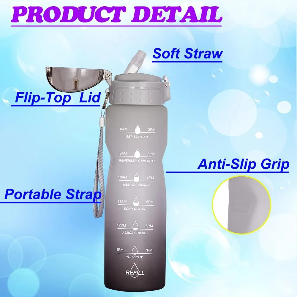 Goothdurs 24oz/32oz/50oz Motivational Water Bottle with Time Marker Reminder – Water Tracker Bottles with Times to Drink - Leak-Proof BPA Free Hydration Sports Daily Water Bottle Jug