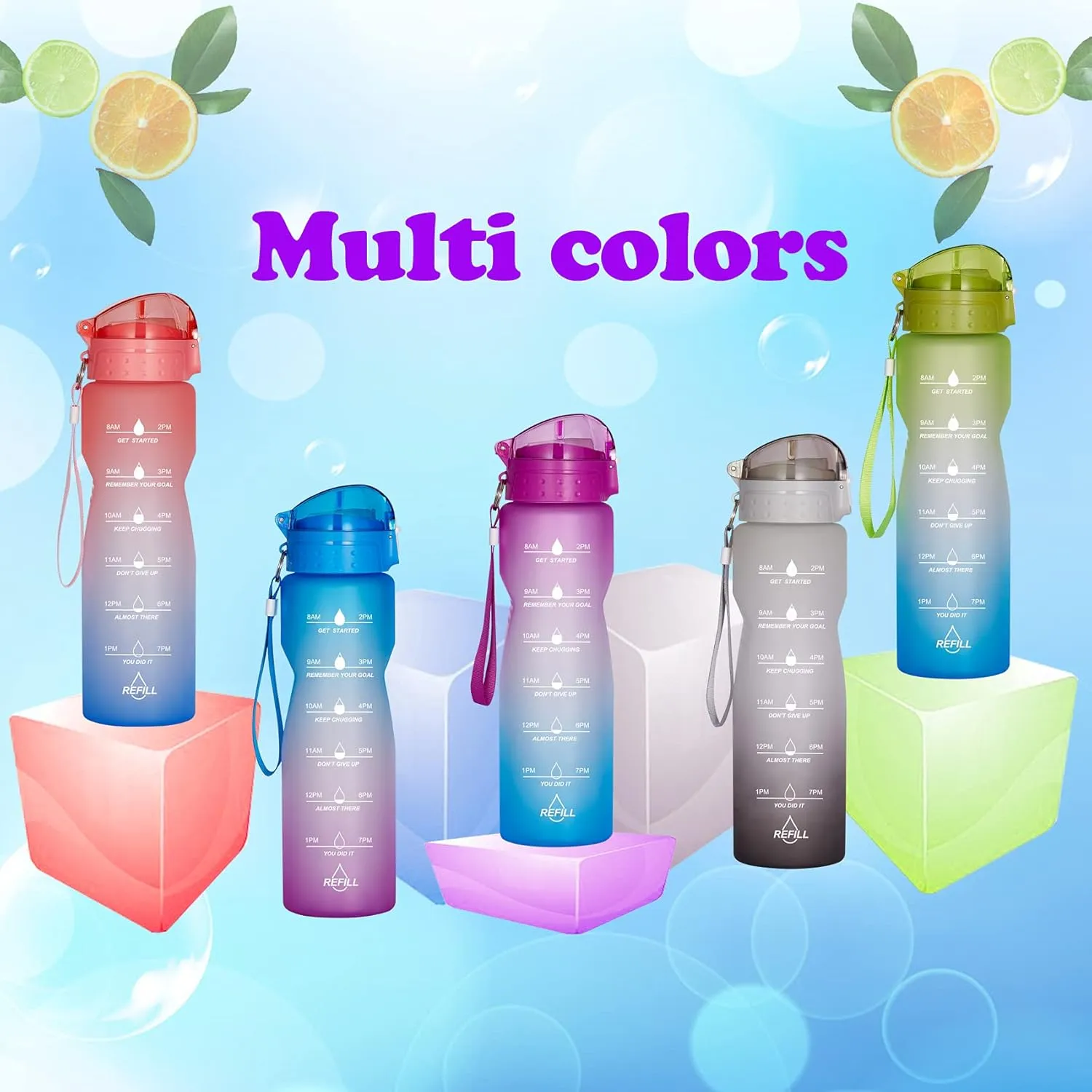 Goothdurs 24oz/32oz/50oz Motivational Water Bottle with Time Marker Reminder – Water Tracker Bottles with Times to Drink - Leak-Proof BPA Free Hydration Sports Daily Water Bottle Jug