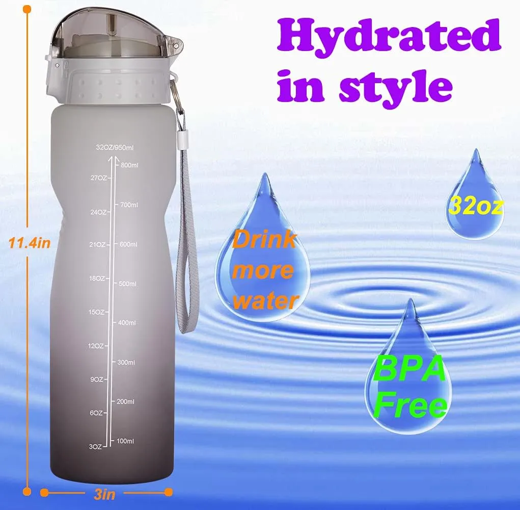 Goothdurs 24oz/32oz/50oz Motivational Water Bottle with Time Marker Reminder – Water Tracker Bottles with Times to Drink - Leak-Proof BPA Free Hydration Sports Daily Water Bottle Jug