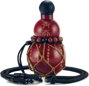 Gourd Water Bottle Tritan BPA-Free 210°F Heat Resistant - Leak-Proof Push-On Rubber Stopper, Stylish Gradient Colors with 2 Versatile Straps for Hanging - Durable (Red Crack)