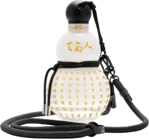 Gourd Water Bottle Tritan BPA-Free 210°F Heat Resistant - Leak-Proof Push-On Rubber Stopper, Stylish Gradient Colors with 2 Versatile Straps for Hanging - Durable (White)
