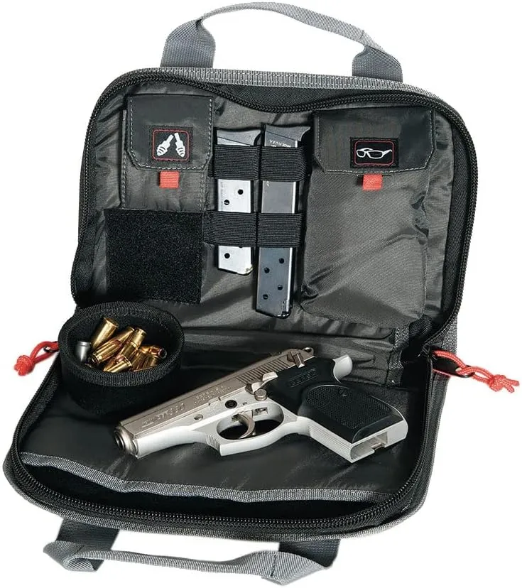 G.P.S. Double Compact Pistol Case with Mag Storage & Dump Cup Durable Safe Secure Handguns, Ammo & Shooting Accessories Carry Bag