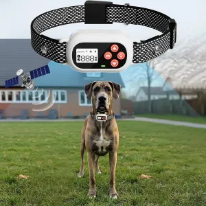 GPS Electric Dog Fence Wireless Containment System with 3 Safety Modes, Waterproof Rechargeable Collar Adjustable 25-999yd Radius for Yard/Park/Beach