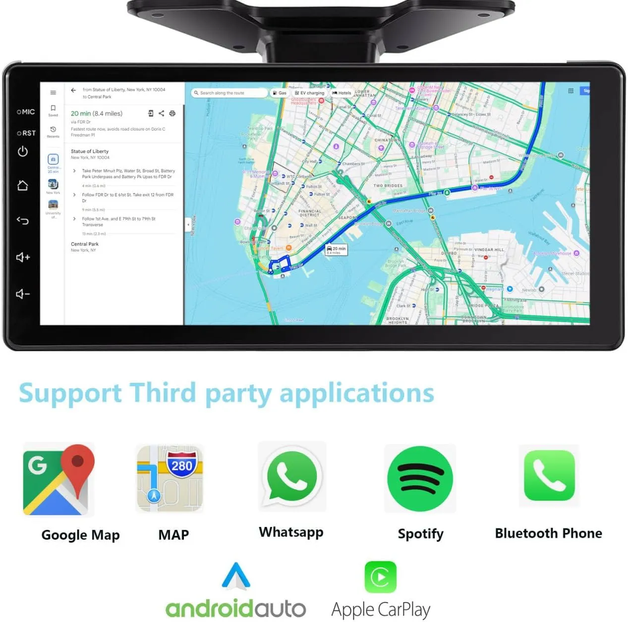 GPS Navigation 6 Split Touchable Screen Car Stereo with Carplay 128GB Large 1080P Image 10.36 Inch Monitor Backup Camera Built-in DVR for RV Truck Trailer Rear Side Front View Wired System RGPS6