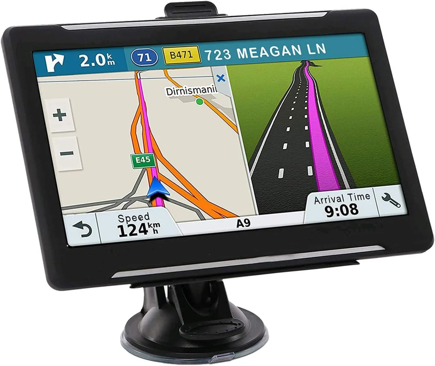 GPS Navigation for car 7-inch Touch Screen Real Voice prompts Turn Direction Speed Limit Warning car GPS Satellite Navigator, Lifetime Free Update World map