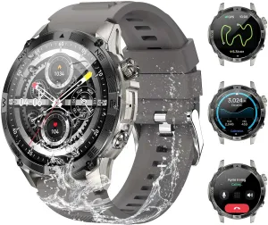 GPS Smartwatch for Men, 1.43" AMOLED Rugged Military Smart Watches Make/Answer Call, Sport Watch with 530 mAh Large Battery/3ATM Waterproof/Compass/Air Pressure/Altitude for Android iOS