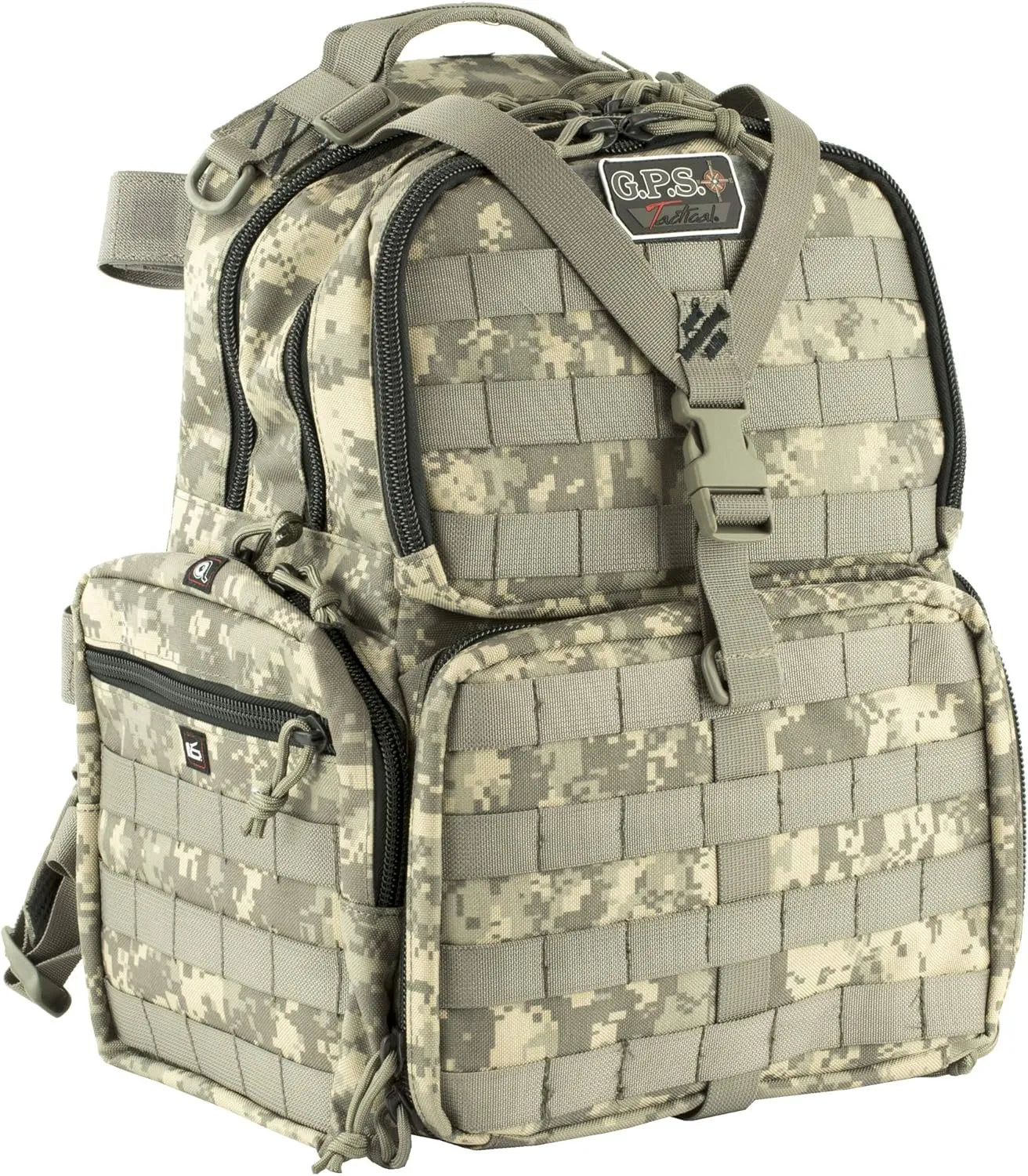 G.P.S. Tactical Range Backpack | Fall Digital | 3 Handguns Capacity | MOLLE Webbing | Durable Waterproof Stain-Resistant Shooting Tactical Gear