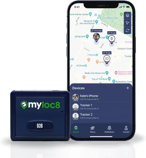 GPS Tracker by Myloc8 – Universal GPS Tracker for Vehicles, Kids, and Luggage, GPS Car Tracking Device, 4G LTE, Real-Time Updates for Trucks, Trailers, Bikes, Hidden with Magnet, Subscription Required