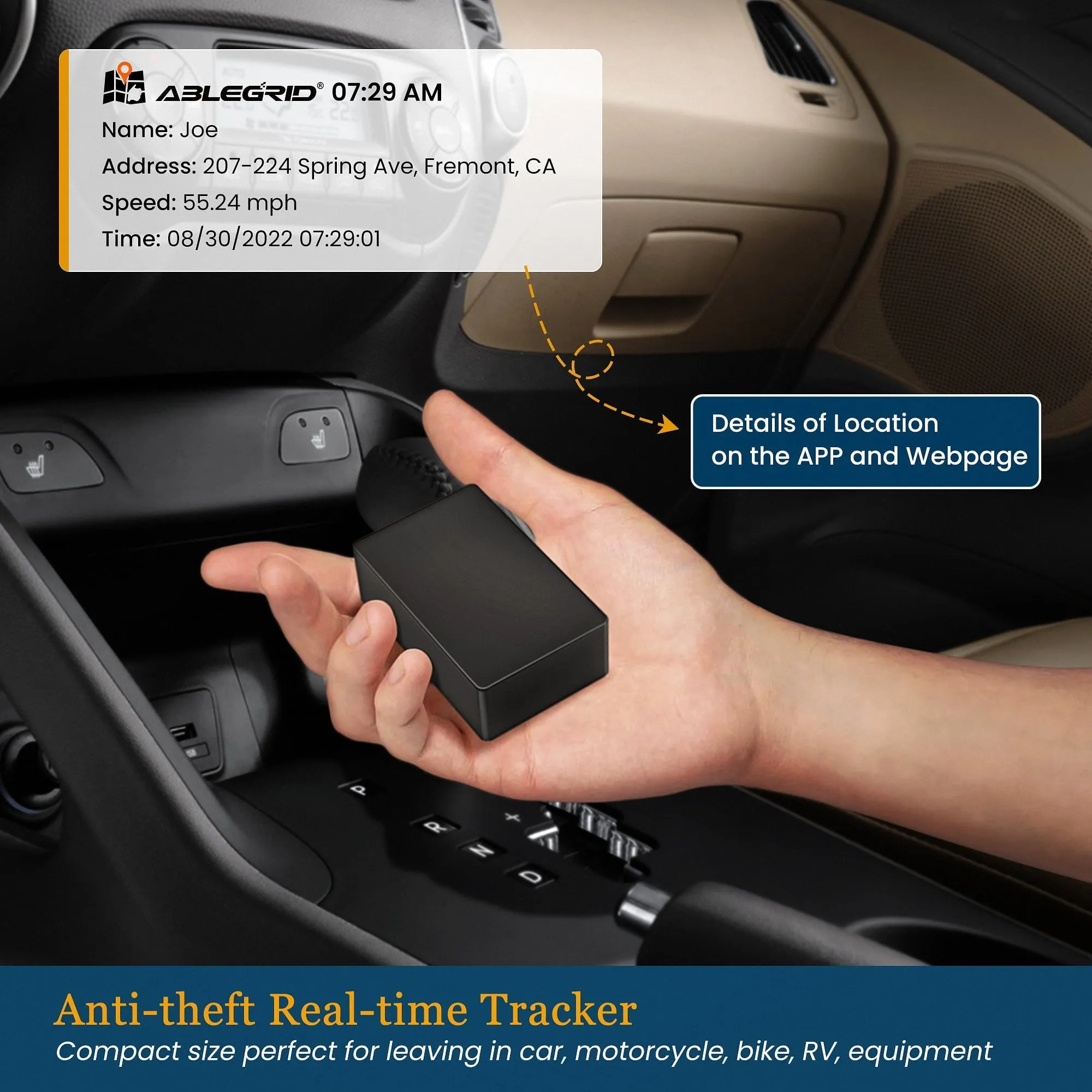 GPS Tracker for Vehicles, ABLEGRID GPS Tracking Device with 1 Month Data Plan Included 4G Real-time Small Hidden Magnetic GPS Locator for Car Motorcycle Bike People