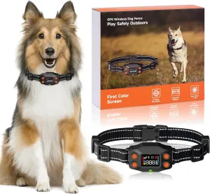 GPS Wireless Dog Fence, 3 Warning Modes, Radius 25-999 Yards, IPX7 Waterproof Collar, Electric Fence for Dogs, Pet Containment System, Outdoor Use, for Dogs Over 15 Lbs
