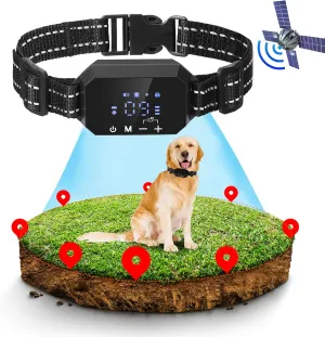 GPS Wireless Dog Fence - Rechargeable & Waterproof Electric Fence for Dogs, 3 Warning Modes, Adjustable Radius 98-3280FT, GPS Dog Collar Fence System for Most Dogs Outdoor (Black)