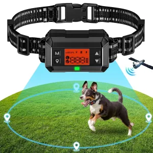 GPS Wireless Dog Fence System, Electric Dog Fence, IPX7 Waterproof Rechargeable Collar Receiver,Radius from min 33 to max 999 Yards, Electric Dog Fence with No Wire Circular Boundary,Outdoor Use Only2