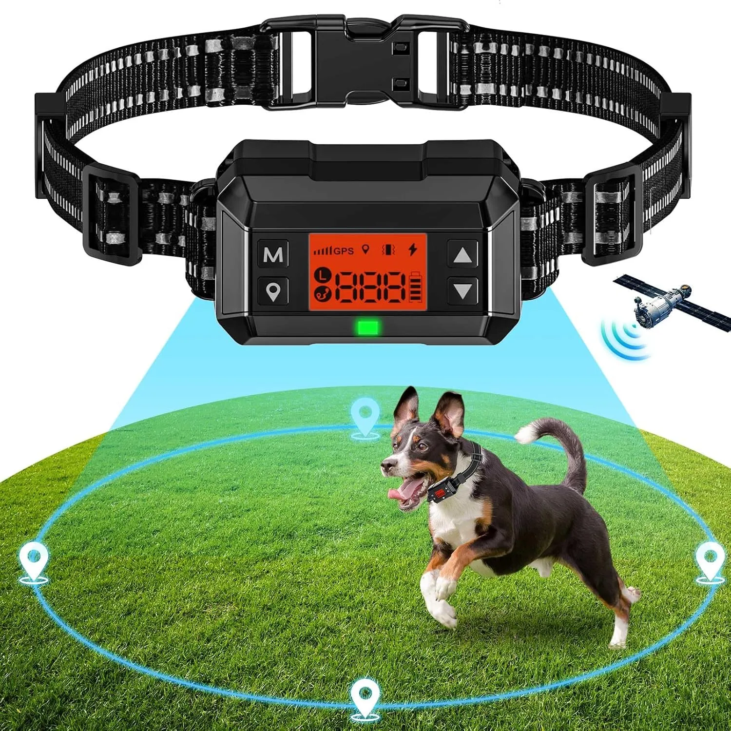 GPS Wireless Dog Fence System, Electric Dog Fence, IPX7 Waterproof Rechargeable Collar Receiver,Radius from min 33 to max 999 Yards, Electric Dog Fence with No Wire Circular Boundary,Outdoor Use Only2