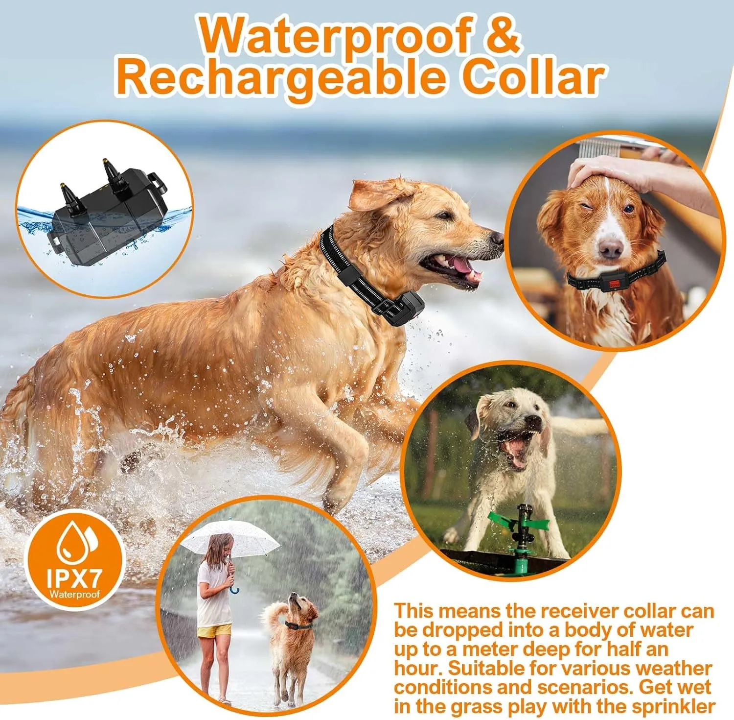 GPS Wireless Dog Fence System, Electric Dog Fence, IPX7 Waterproof Rechargeable Collar Receiver,Radius from min 33 to max 999 Yards, Electric Dog Fence with No Wire Circular Boundary,Outdoor Use Only2
