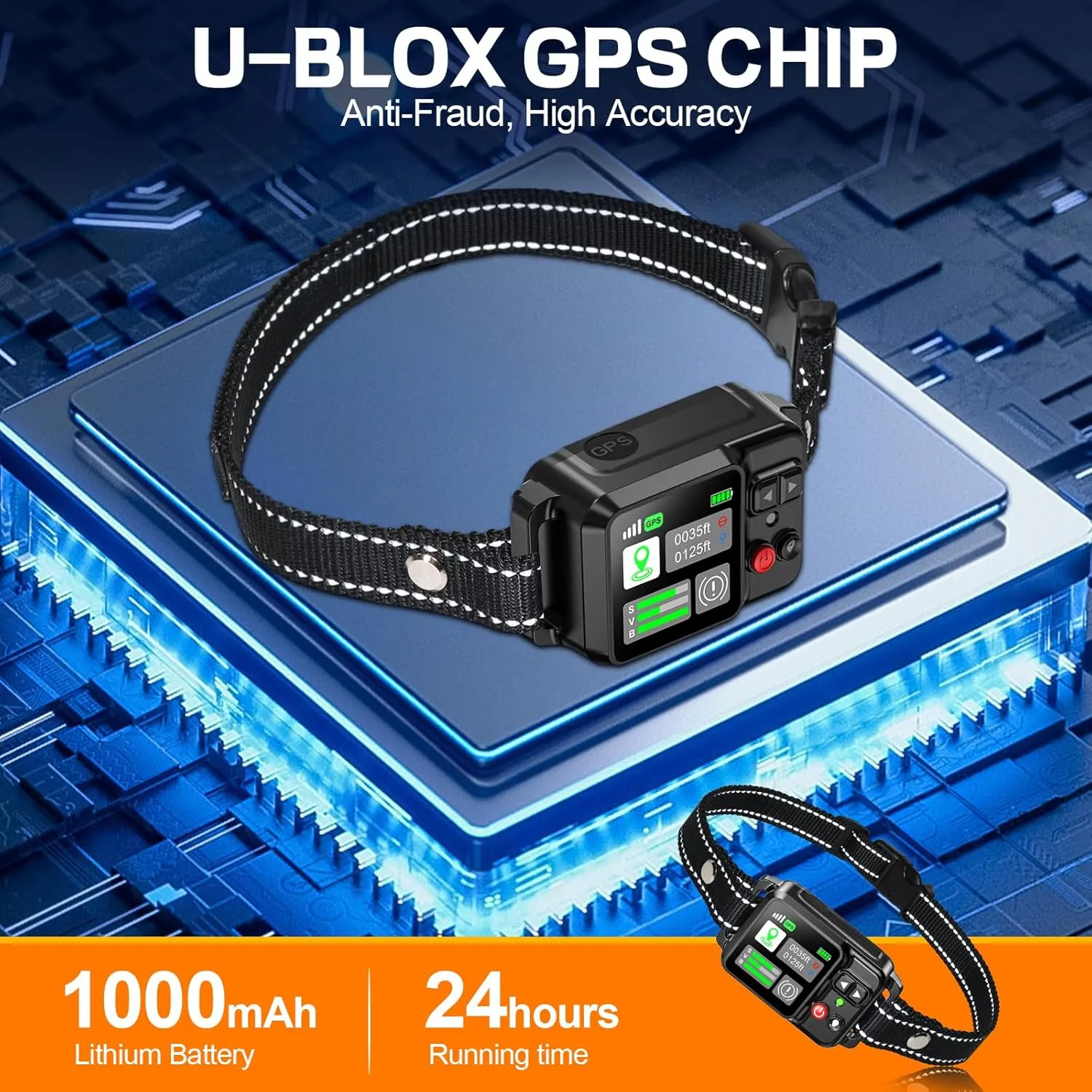 GPS Wireless Dog Fence System, Electric Electric Dog Fence Using GPS Electric Satellite Technology, with a Range of 15-2000m, IPX7 Waterproof Rechargeable Collar Receiver,Outdoor Use Only
