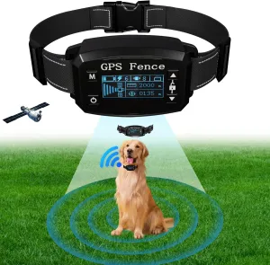 GPS Wireless Dog Fence,Electric Dog Fence for Outdoor,Pet Containment System,Adjustable Warning Strength,Rechargeable,Range66ft-6562ft,Suitable for Medium to Large Dogs,Outdoor Use Only