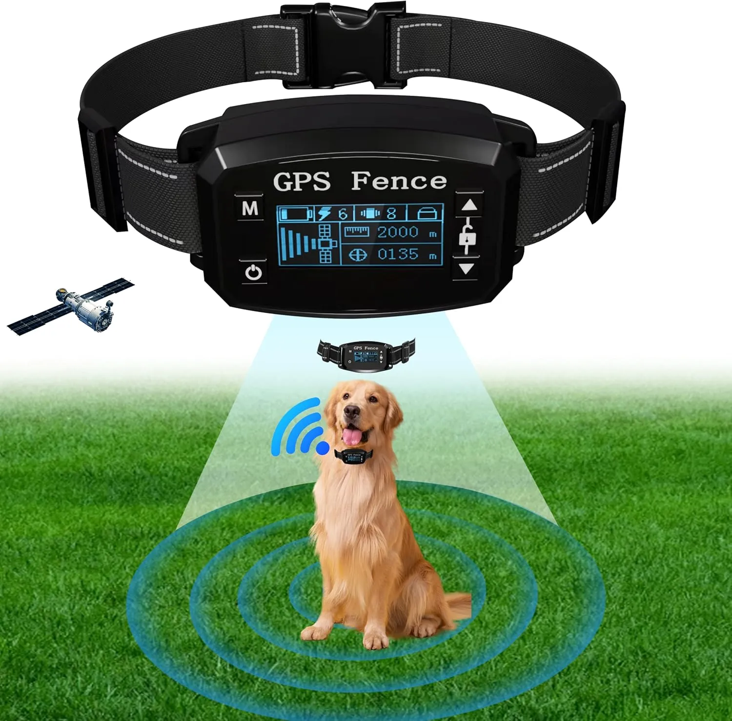 GPS Wireless Dog Fence,Electric Dog Fence for Outdoor,Pet Containment System,Adjustable Warning Strength,Rechargeable,Range66ft-6562ft,Suitable for Medium to Large Dogs,Outdoor Use Only