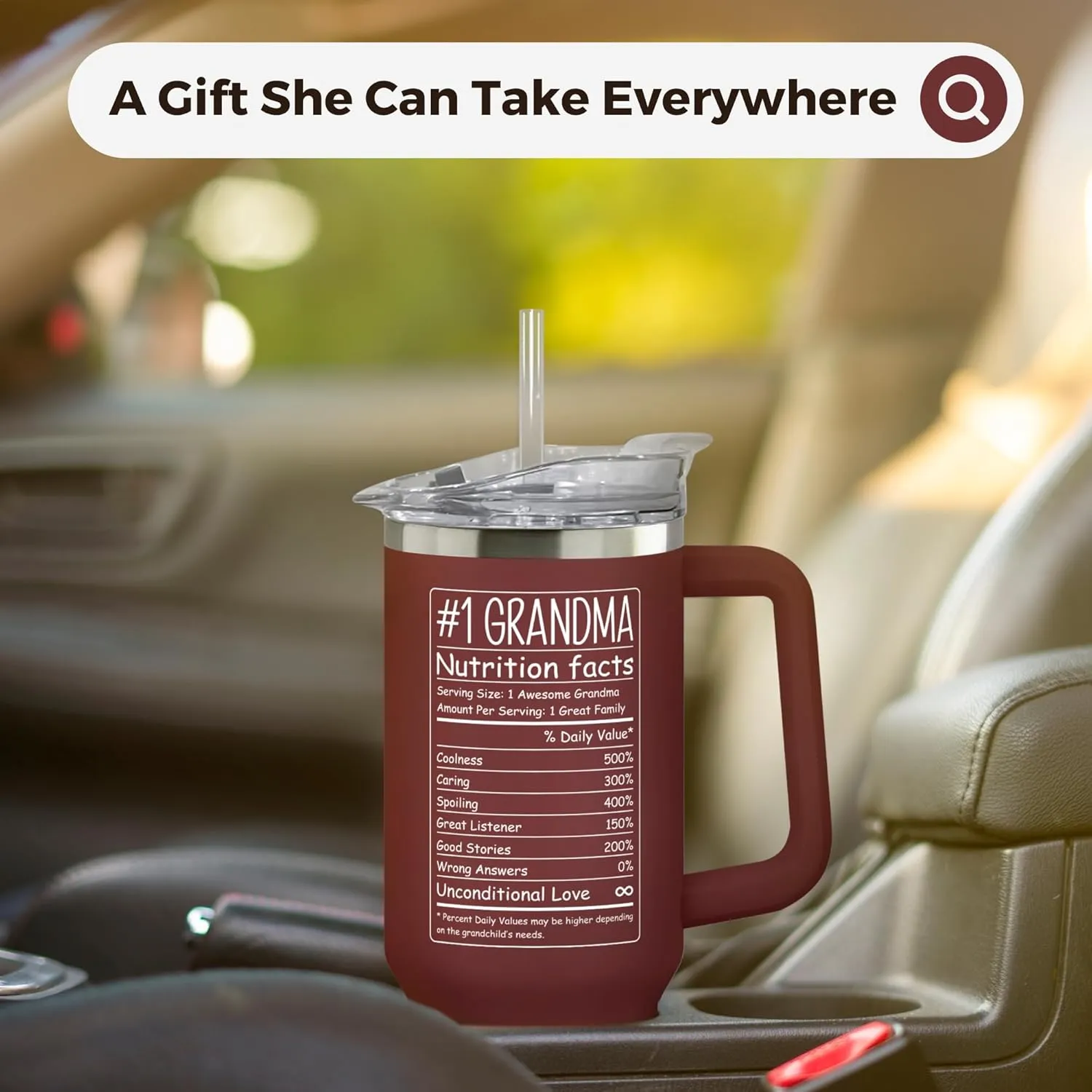 Grandma Gifts - Gifts for Grandma from Grandkids, Granddaughter, Grandson, Grandchildren - Birthday, Mothers Day, Christmas, First Time Gift Ideas for Grandmother - 40 Oz Red Tumbler