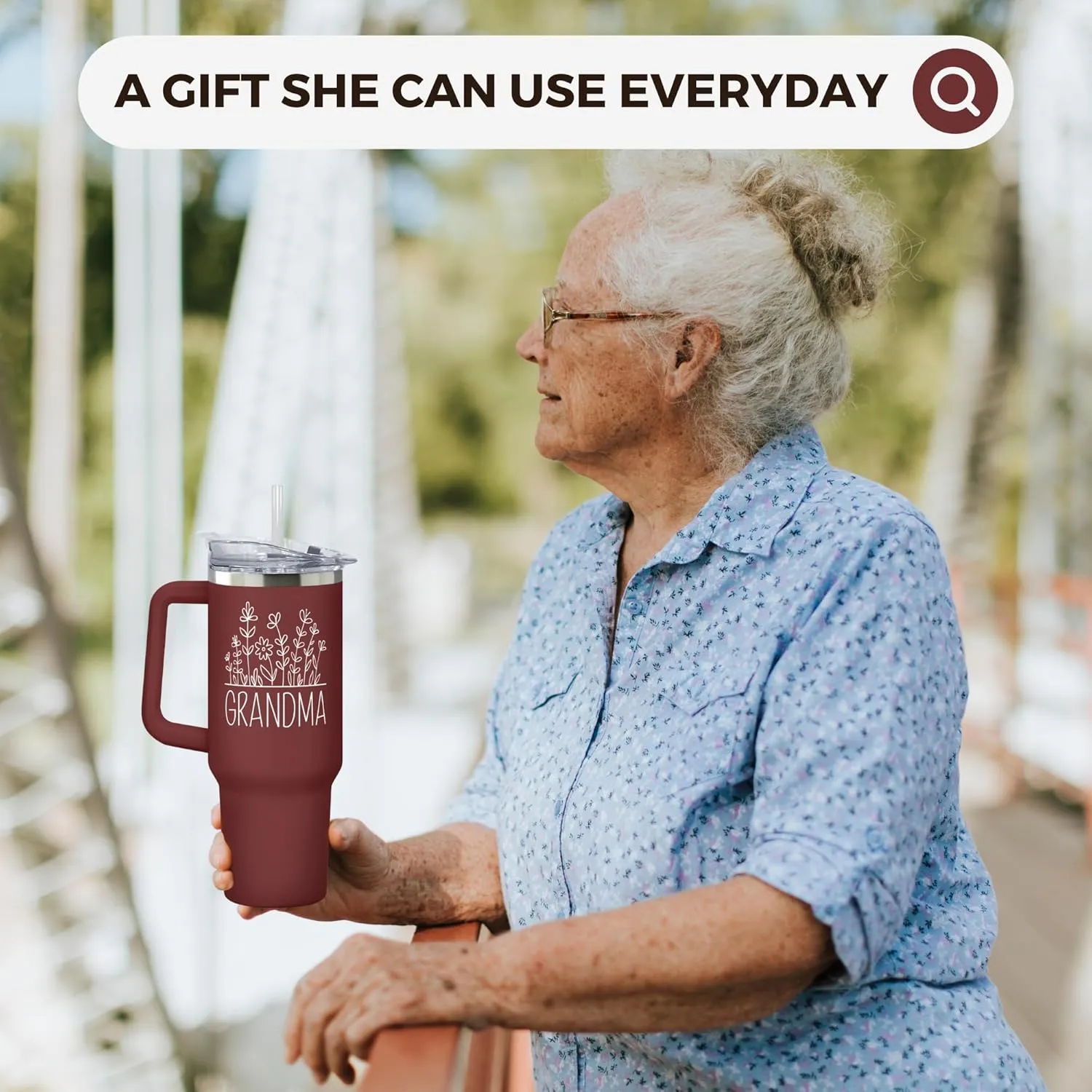 Grandma Gifts - Gifts for Grandma from Grandkids, Granddaughter, Grandson, Grandchildren - Birthday, Mothers Day, Christmas, First Time Gift Ideas for Grandmother - 40 Oz Red Tumbler