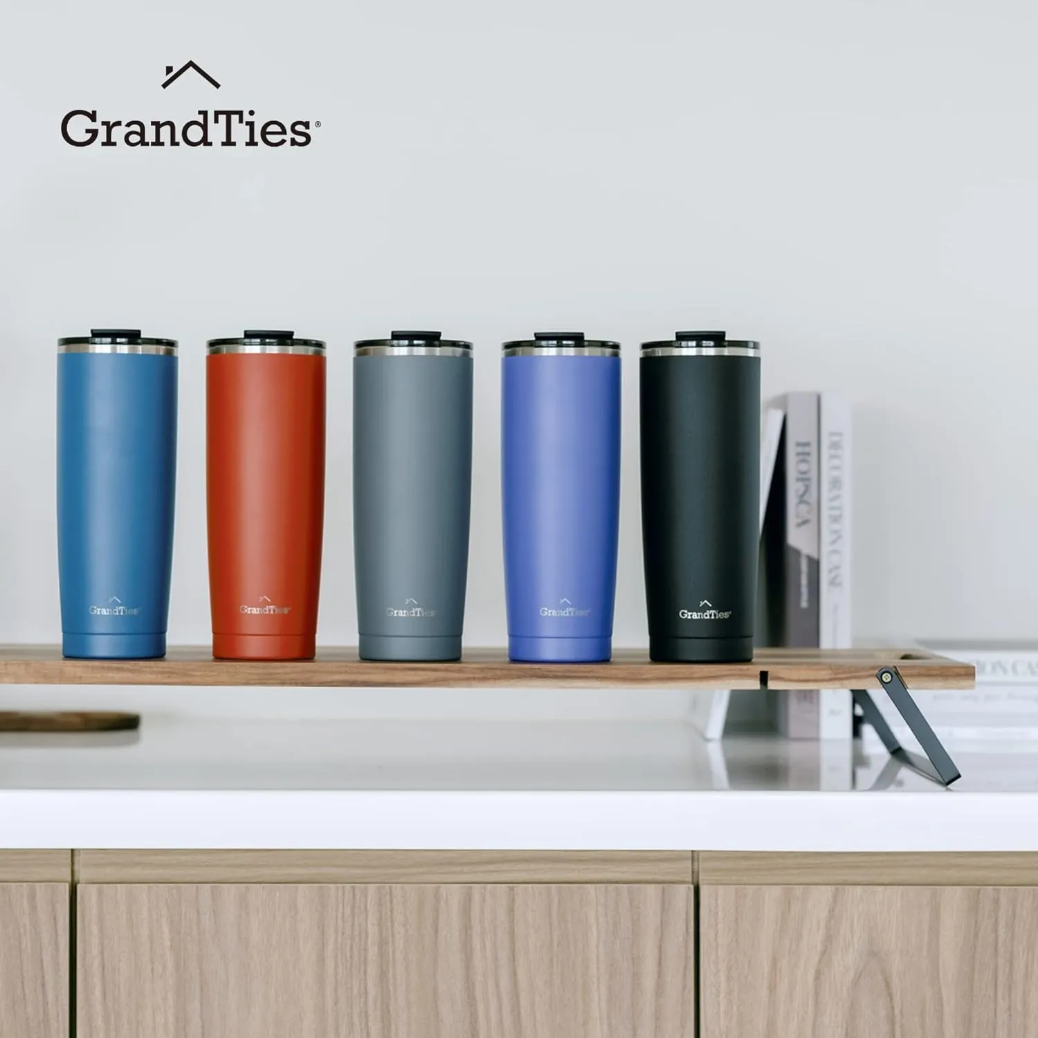 GRANDTIES Insulated Coffee Tumbler Cup w/Tritan Lid | Leak Proof, Reusable, Double Walled Vacuum Stainless Steel Water Bottle Travel Mug | Thermal Cups for Hot and Cold Drinks | 20oz | Cobalt Blue