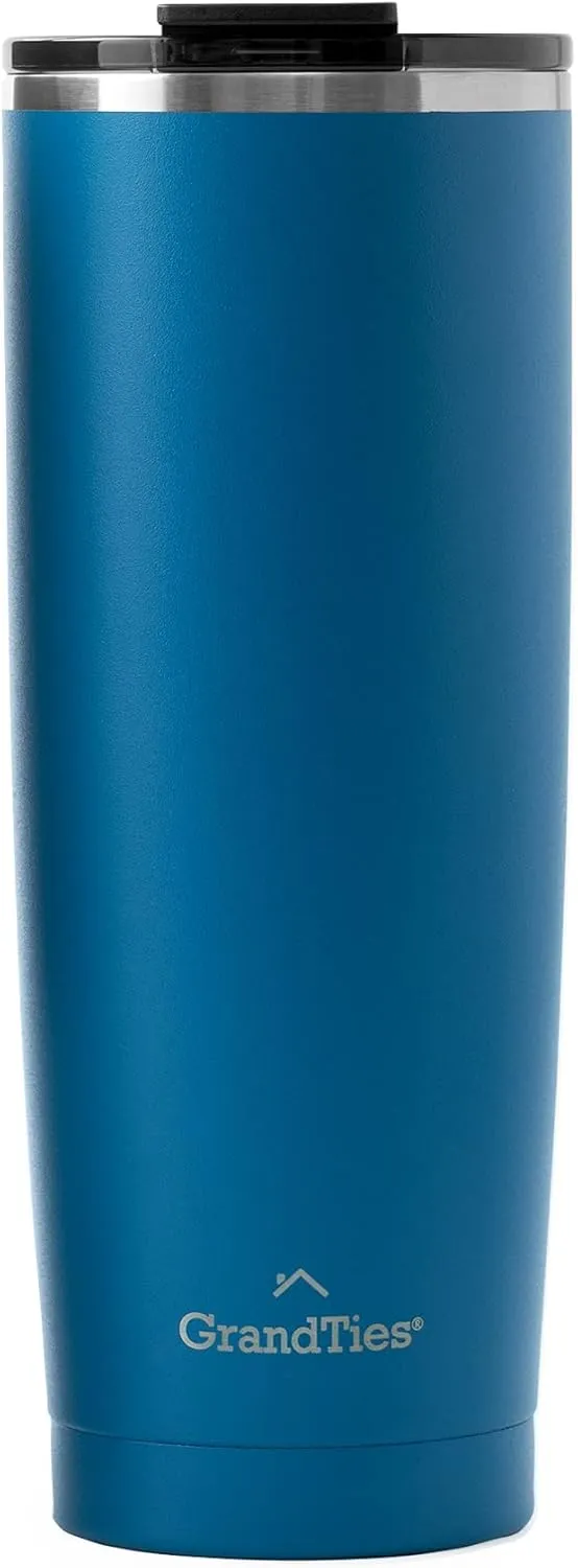 GRANDTIES Insulated Coffee Tumbler Cup w/Tritan Lid | Leak Proof, Reusable, Double Walled Vacuum Stainless Steel Water Bottle Travel Mug | Thermal Cups for Hot and Cold Drinks | 20oz | Cobalt Blue